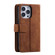 iPhone 15 Pro Nine Card Zipper Bag Leather Phone Case with Lanyard - Brown
