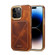 iPhone 15 Pro Denior Oil Wax Leather Electroplating Card Slot Holder Phone Case - Brown