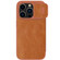 iPhone 15 Pro NILLKIN QIN Series Pro Sliding Camera Cover Design Leather Phone Case - Brown