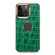 iPhone 15 Pro Denior Crocodile Texture Genuine Leather Electroplating Phone Case - Green