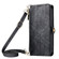 iPhone 15 Pro Geometric Zipper Wallet Side Buckle Leather Phone Case with Crossbody Lanyard - Black