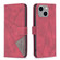 iPhone 15 Plus Magnetic Buckle Rhombus Texture Leather Phone Case - Red