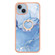 iPhone 15 Plus Electroplating Marble Dual-side IMD Phone Case with Ring - Blue 018