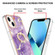 iPhone 15 Plus Electroplating Marble Pattern IMD TPU Shockproof Case with Ring Holder - Purple 002
