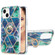 iPhone 15 Plus Electroplating Splicing Marble Pattern IMD TPU Shockproof Case with Ring Holder - Blue Green