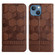 iPhone 15 Plus Football Texture Magnetic Leather Flip Phone Case - Brown