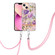 iPhone 15 Plus Flowers and Plants Series IMD TPU Phone Case with Lanyard - Purple Peony