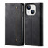 iPhone 15 Plus Denim Texture Casual Style Horizontal Flip Leather Case - Black