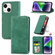 iPhone 15 Plus Retro Skin Feel Magnetic Flip Leather Phone Case - Green