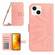 iPhone 15 Plus Skin Feel Sun Flower Embossed Flip Leather Phone Case with Lanyard - Pink