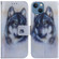 iPhone 15 Plus Coloured Drawing Flip Leather Phone Case - White Wolf