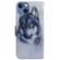 iPhone 15 Plus Coloured Drawing Flip Leather Phone Case - White Wolf