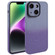 iPhone 15 Plus Gradient Starry Silicone Phone Case with Lens Film - Grey Purple