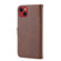 iPhone 15 Plus Embossed Happy Cat Pattern Flip Leather Phone Case - Brown