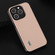 iPhone 15 Plus ABEEL Genuine Leather + PC Litchi Texture Phone Case - Pink Gold