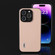 iPhone 15 Plus ABEEL Genuine Leather + PC Litchi Texture Phone Case - Pink Gold