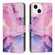 iPhone 15 Plus Painted Marble Pattern Leather Phone Case - Purple
