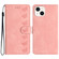 iPhone 15 Plus Seven Butterflies Embossed Leather Phone Case - Pink