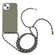 iPhone 15 Plus Wheat Straw TPU Shockproof Phone Case with Neck Lanyard - Dark Green