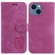 iPhone 15 Plus Little Tiger Embossed Leather Phone Case - Rose Red