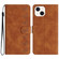 iPhone 15 Plus Seven Butterflies Embossed Leather Phone Case - Brown