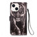iPhone 15 Plus Colored Drawing Pattern Plain Weave Leather Phone Case - Black And White Tiger