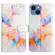 iPhone 15 Plus PT003 Marble Pattern Flip Leather Phone Case - Galaxy Marble White LS004