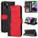 iPhone 15 Plus Stitching-color Leather Phone Case - Red