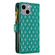 iPhone 15 Plus Diamond Lattice Zipper Wallet Leather Flip Phone Case - Green