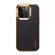 iPhone 15 Plus Denior Cowhide Leather Plating Phone Case - Black