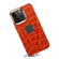 iPhone 15 Plus Denior Crocodile Texture Genuine Leather Electroplating Phone Case - Mocha Brown