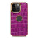 iPhone 15 Plus Denior Crocodile Texture Genuine Leather Electroplating Phone Case - Purple