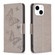 iPhone 15 Embossing Two Butterflies Pattern Leather Phone Case - Grey