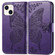 iPhone 15 Butterfly Love Flower Embossed Leather Phone Case - Dark Purple