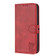 iPhone 15 Embossed Happy Cat Pattern Flip Leather Phone Case - Red