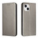 iPhone 15 Carbon Fiber Texture Flip Holder Leather Phone Case - Grey