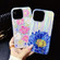 iPhone 15 Electroplated Color Film TPU + PC Phone Case - Black Gold Flowers