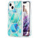 iPhone 15 Electroplating Splicing Marble Flower Pattern Dual-side IMD TPU Shockproof Phone Case - Green