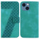 iPhone 15 7-shaped Embossed Leather Phone Case - Green