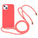 iPhone 15 Wheat Straw TPU Shockproof Phone Case with Neck Lanyard - Red