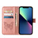 iPhone 15 Embossed Butterfly Leather Phone Case - Rose Gold