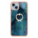 iPhone 15 Electroplating Marble Dual-side IMD Phone Case with Ring - Green 017