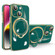 iPhone 15 Multifunction Electroplating MagSafe Holder Phone Case - Dark Green
