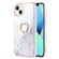 iPhone 15 Electroplating Marble Pattern IMD TPU Shockproof Case with Ring Holder - White 006