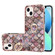 iPhone 15 Electroplating Pattern IMD TPU Shockproof Case with Rhinestone Ring Holder - Pink Scales