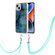 iPhone 15 Electroplating Marble Dual-side IMD Phone Case with Lanyard - Green 017