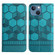 iPhone 15 Football Texture Magnetic Leather Flip Phone Case - Light Blue