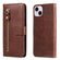 iPhone 15 Fashion Calf Texture Zipper Leather Phone Case - Brown