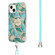 iPhone 15 Electroplating Splicing Marble Flower Pattern TPU Shockproof Case with Lanyard - Blue Flower