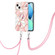 iPhone 15 Electroplating Splicing Marble Flower Pattern TPU Shockproof Case with Lanyard - Pink Flower